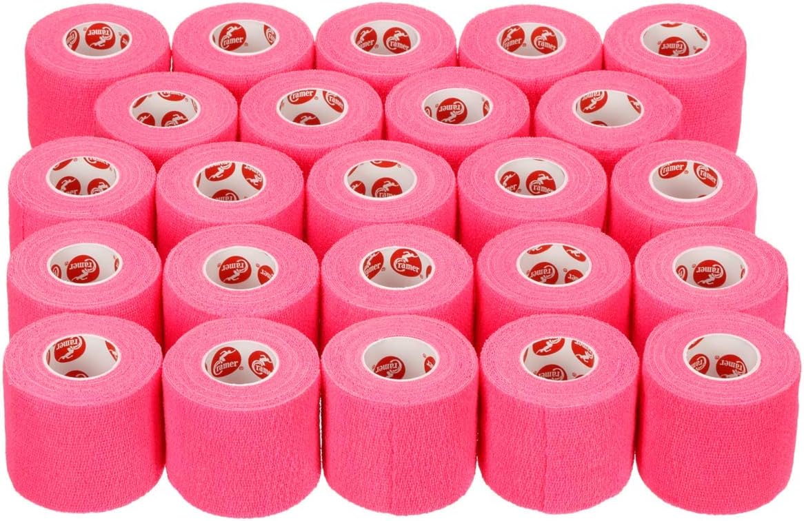 Cramer Eco-Flex Self-Stick Stretch Tape, Cohesive Tape, Flexible Elastic Sports Tape, Athletic Training Supplies, Easy Tear Self-Adherent Bandage Wrap, Bulk Cases, 6 Yard Rolls, Pink Compression Tape: Sports & Outdoors