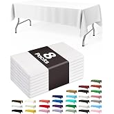 Pureegg Plastic Table Cloth Disposable 8 Pack 54 x 108 Inch, White | Party Supplies, Wedding, Picnic, Leakproof &amp; Sturdy, White, Tablecloth, Table Cover
