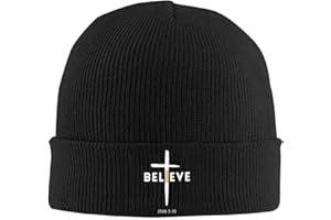 I Believe John 3 16, Christian, Cross Beanie Hat Gifts Men Winter Hat Women Knit Hat Skull Cap Knitted Hat Black