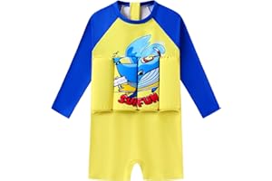 Ghteas Toddler Baby Boys One Piece Floatation Swimsuit Long Sleeve Bathing Suit with Adjustable Buoyancy Float Suit Swimwear