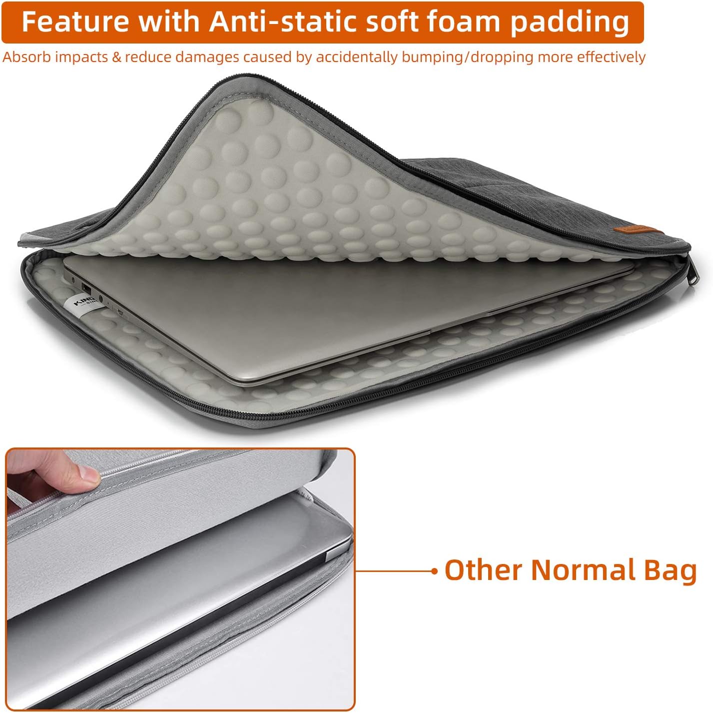 KINGSLONG 17 17.3 Inch Laptop Sleeve Case Bag, Slim Lightweight Laptop Computer Notebook Ultrabooks Carrying Case Handbag Cover for Men Women Fit for Acer Asus Dell Lenovo HP Toshiba ect, Gray: Office Products