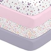 Little Grape Land Crib Sheets 4 Pack, Microfiber Fitted Crib Sheet for Standard Crib Mattress 52"x28"x8", Soft and Neutral Baby Crib Sheets for Boys and Girls, Breathable & Easy Care, Pastel Meadow