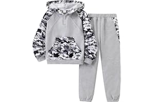 OLMRJKD 5-12Y Boys Clothes 2 Piece Long Sleeve Quarter Zip Hoodie Sweatshirt and Sweatpants Fall Winter Sweatsuit