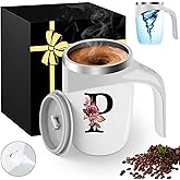 Initial Magnetic Stirring Coffee Mug Stainless Insulated Travel Cup Teacher Co worker Assistant Principal Christmas Paraprofessional Administrative It Hr Admin Day French Nursing Spanish Swim Gift,P