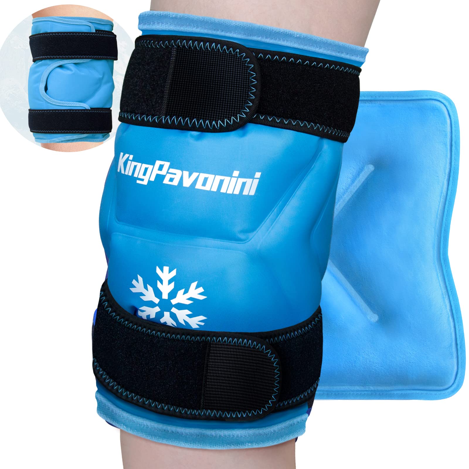 Photo 1 of XXL Knee Ice Pack Wrap Around Entire Knee After Surgery, Reusable Gel Ice Pack for Knee Injuries, Large Ice Pack for Pain Relief, Swelling, Knee Surgery, Sports Injuries, 2 Pack (Sky-Blue)
