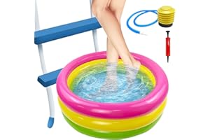 KKONHII Inflatable Pool Foot Bath Basin, 22 x 6.7 inch Foot Soaking Bath Basin with 2 Pumps for Pool Entry Ladder Portable Pool Foot Wash Basin Above Ground Swimming Pools Accessories for Pool Spa