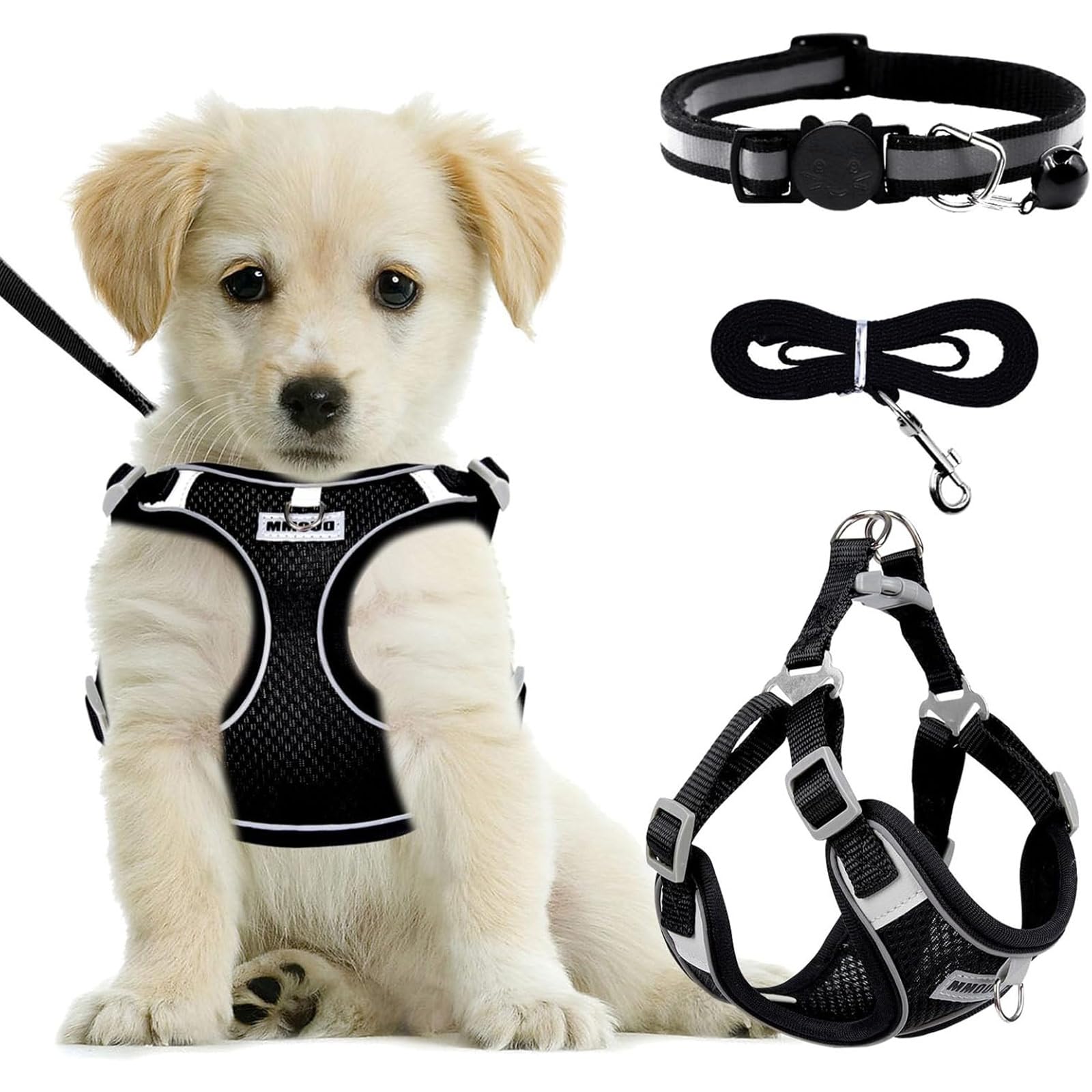 1 pcs Dog Harness Breathable Vest, Step-in Cat Puppy Harness and Lead Sets, Adjustable Reflective Anti Pull Dog Harness with Collars for small dog collar and lead set