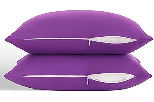 ORGANICTUNE Microfiber Toddler Pillowcases with Envelope Closure, 2 Pack 100% Brushed Microfiber Super Soft Travel Kids Nursery Pillow Cases, 14"x20" Fits Pillows Sized 12"x16" 13"x18" 14"x19", Purple