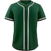 KXK Blank Baseball Jersey for Men Casual Button Down Shirts Short Sleeve Active Team Sports Uniform