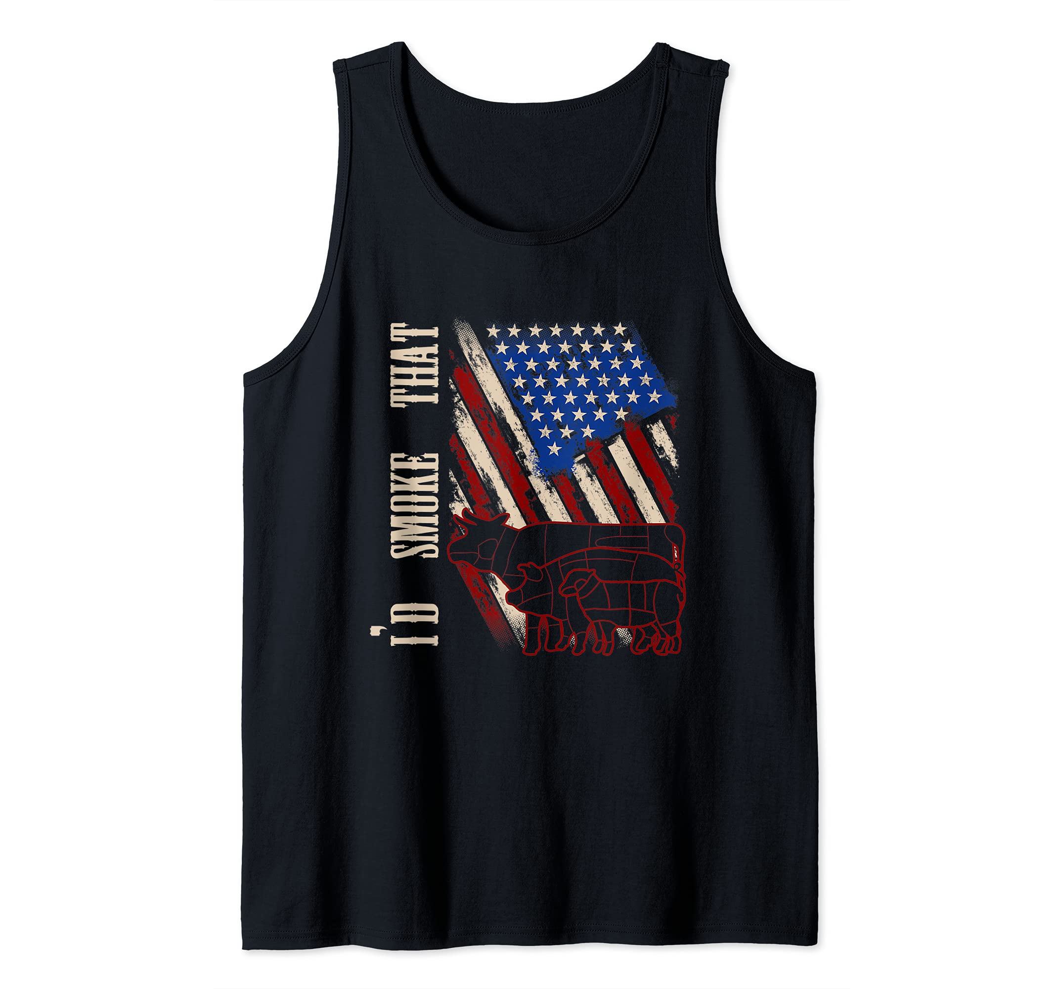 Funny Grilling Grilled Meat Lover US Flag Smoked Steak BBQ Tank Top