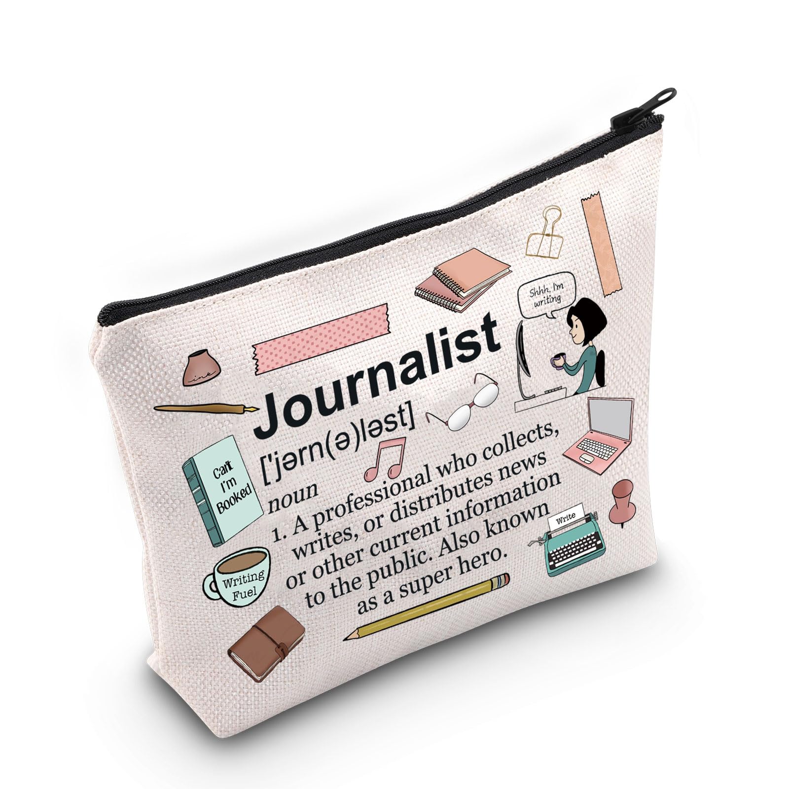 PYOUL Journalism Gift Journalist Definition Makeup Bag News Editor Writer Reporter Cosmetic Bag Journalist Graduation Gift (Journalist Definition B)