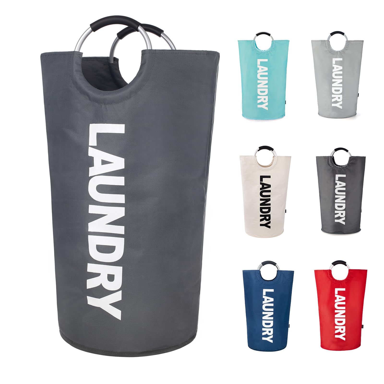 Twira - 90L Large Laundry Hamper - Standing Laundry Hamper - Laundry Basket with Padded Handles - Foldable Waterproof Clothes Bin - Clothes Basket for Bathroom, Laundry