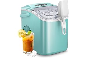 AGLUCKY Ice Makers Countertop, Portable Ice Machine Maker with Handle, Self-Cleaning, 26Lbs/24H, 9 Cubes Ready in 6 Mins, Scoop and Basket, for Home/Office/Kitchen (Green)