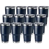 HASLE OUTFITTERS 30oz Stainless Steel Tumbler, Double Wall Vacuum Insulated Travel Mug Tumbler, Durable Insulated Coffee Mug, Gift Box Set (Navy, 12)