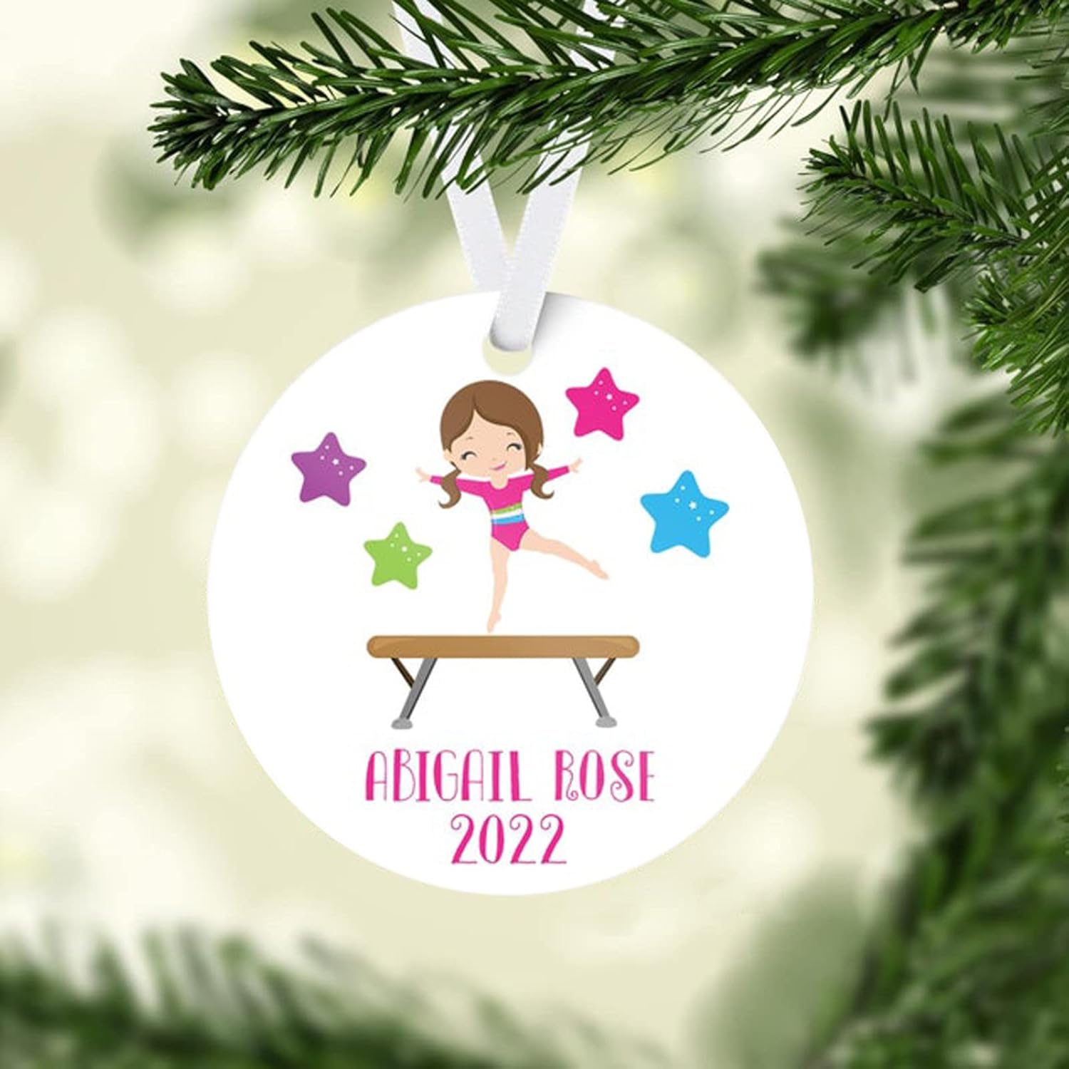 Ornaments - Personalized Gymnastics Ornament, Custom Girl Gymnast Tumbling Gifts, Holiday Ornament, Stocking Stuffer Gymnast Ornament, Holiday Ornaments Gymnast Keepsake, Personalized Christmas Ornaments