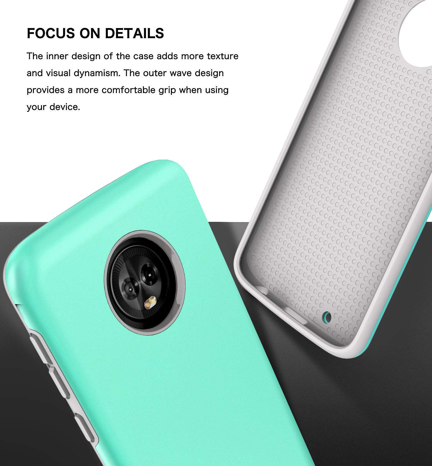 Moto G6 Case, Androgate [Pearl Series] Hybrid Matte Protective Back Cover Bumper Case Motorola Moto G 6th Generation (2018), Mint