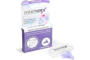 EARPLANES WeatherX Headache Prevention– Pressure Filtering Earplug for Shifts in Barometric Weather Pressure, Download Free Alert app (Regular 1 PK)