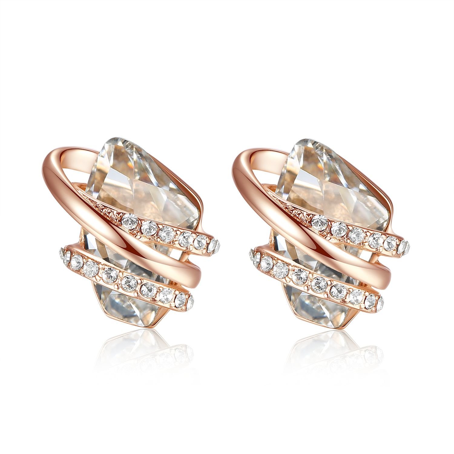 Leafael Valentine's Day Gift Earrings for Women, Wishstone Birthstone Crystal Stud Earrings with Healing Stones, Allergy-Free Jewellery with Gift Box, Silver-Tone or Rose Gold — image 1