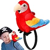 HyDren 1 Piece Stuffed Parrot on Shoulder 7 Inch Plush Shoulder Parrot Gift for Costume Accessory Animal Toys Cosplay Prop for Valentines Birthday Party (Classic,Red)