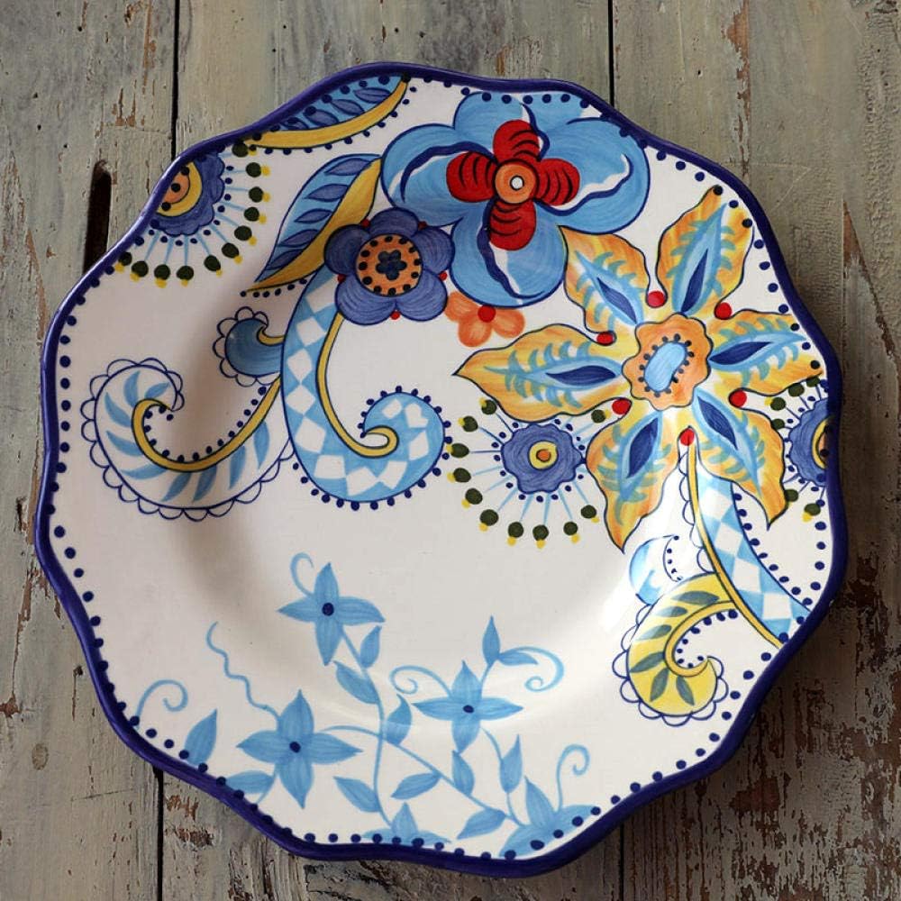 Powzz ornament Bohemian ceramic plate hand-painted boutique glaze color craft hanging plate decorative plate@Gaobao Road Small Plate