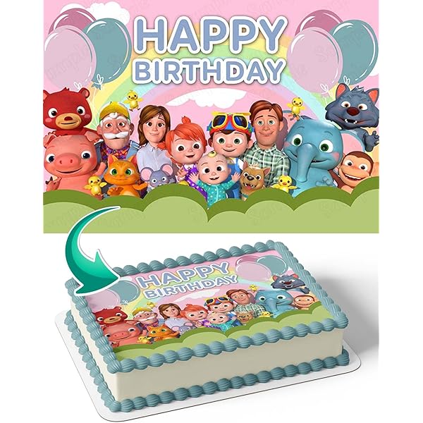 Amazon.com: CAKECERY Cocomelon Kids TV Series Edible Cake Image Topper  Birthday Cake Banner 1/4 Sheet : Grocery & Gourmet Food