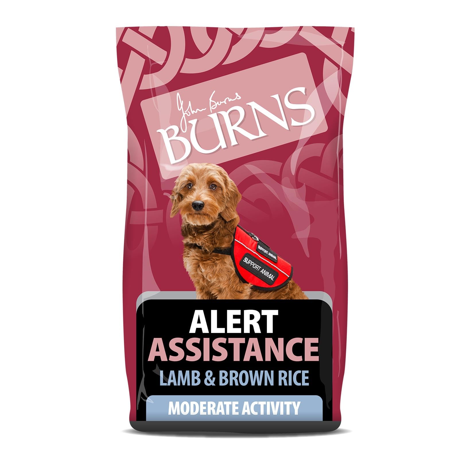 Burns Pet Nutrition Hypoallergenic Complete Dry Dog Food Adult and Senior Dog Alert Lamb and Brown Rice 12 kg