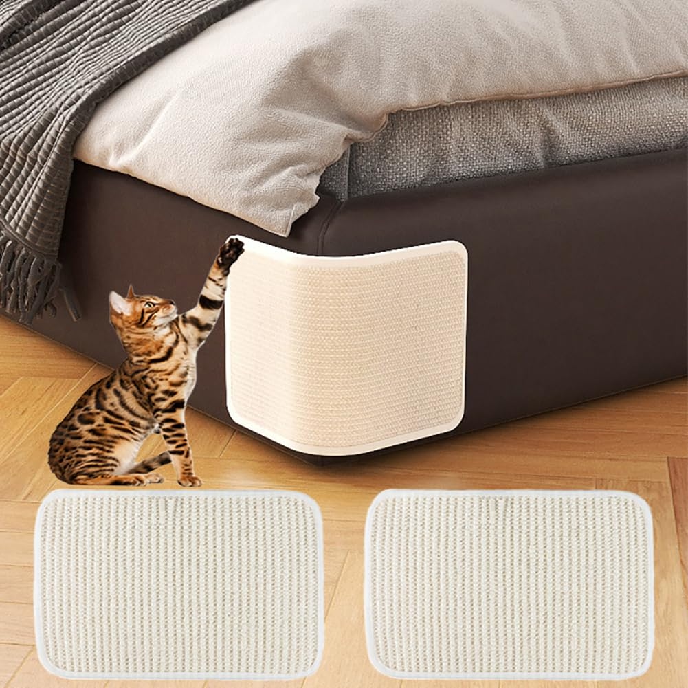 2Pcs Cat Scratching Mat Sofa Furniture Protector Cat Scratcher Board Natural Sisal Kitty Scratching Pad Scratch Couch Cover Guard Claws Care Toy Scratcher Mat Rug for Grinding Claw Protect Furniture