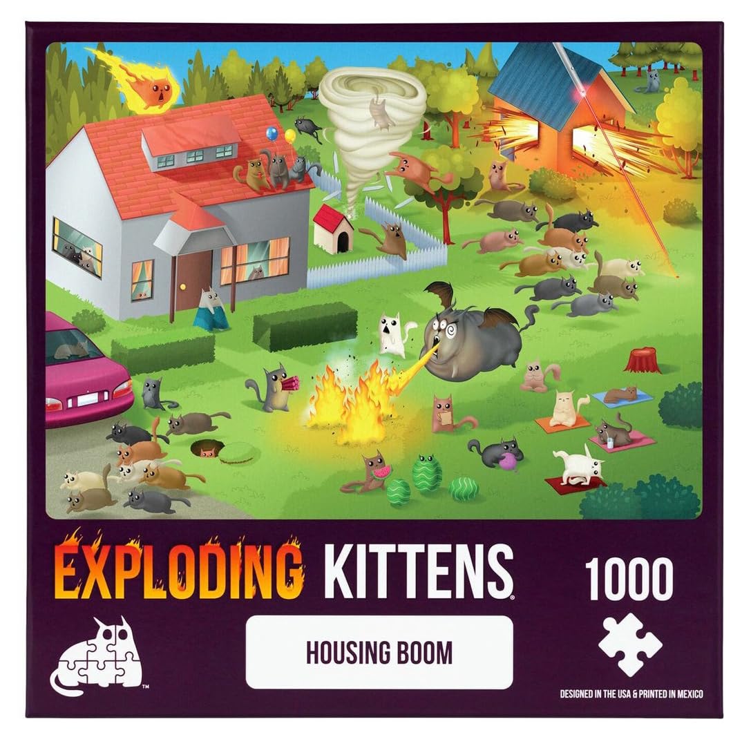 Exploding Kittens - Housing Boom Jigsaw Puzzle - 1000 Pieces, Ideal for Adults, Teens, and Kids - A Funny and Artistic Cat-Themed Puzzle