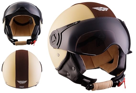 Moto Helmets H44 Vintage Creme · Jet-Helm Scooter-Helm Bobber Moto Helmetsrrad-Helm Mofa Helmet Vespa-Helm Retro Chopper Roll