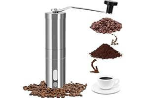 QUELIEN Manual Coffee Grinder - Portable Hand Coffee Grinder for Espresso & French Press, Adjustable Ceramic Burr Coffee Grinder for Travel, Home, and Camping, Perfect for Beginners and Coffee Enthusiasts