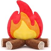 FunisFun Campfire Plush Toys, Fake Fire Firewood Plush Pillow for Adults | Realistic Flameless Campfire Decor for Cozy Home Office Room Decoration, Camping Enthusiast Gift Idea