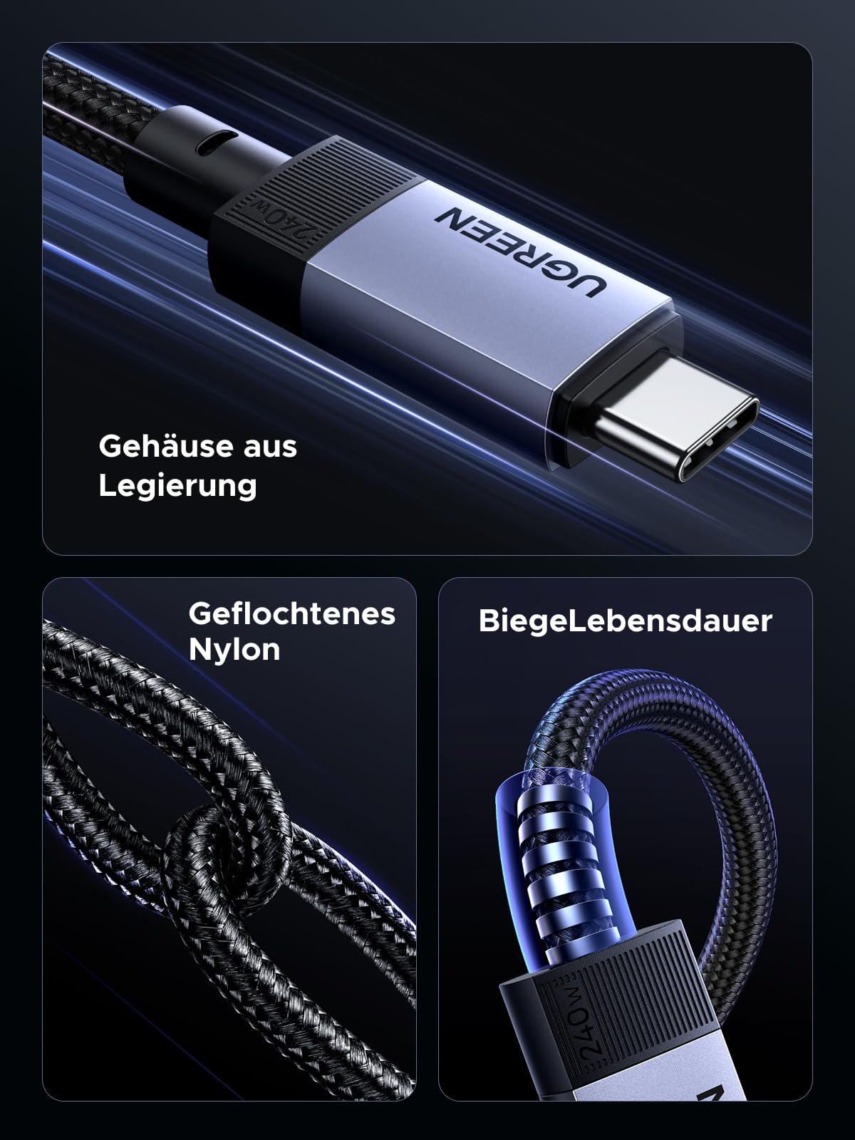 UGREEN USB C Kabel, USB 4 Kabel, 240W Ladekabel USB-C, 1M Schnellladekabel mit 8K Videosignalübertragung Datenkabel, kompatibel mit iPhone17/Air/MacBook Pro/Monitor/Dockingstation/iPad (40 Gbps 1M) 6