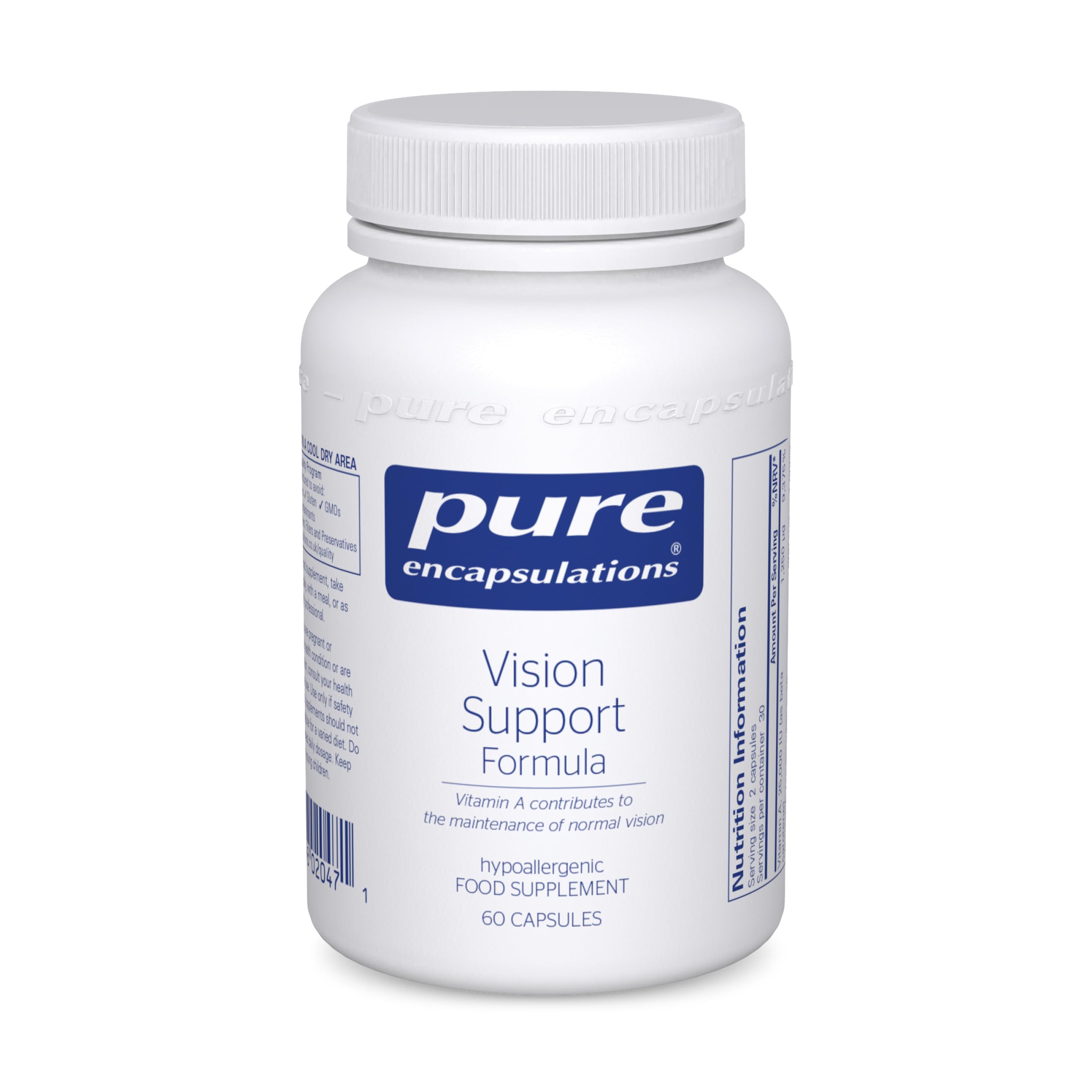 Pure Encapsulations Vision Support Formula - Comprehensive Formula with Vitamin C, Lutein and Zeaxanthin - Bilberry and Grape Seed Extract - 60 Capsules