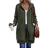 Zeagoo Women's Zip Up Hoodies Long Sleeve Long Tunic Sweatshirts Oversized Fleece Casual 2025 Fall Jacket Coat with Pocket