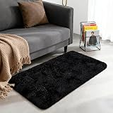 Aspire Homeware 60x110 cm Black Fluffy Rug Shaggy Non Slip Pile Runner view 2