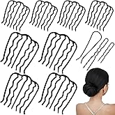 11 Pieces Hair Side Combs Metal Hair Fork Clip French Twist Comb Updo Hair Stick, U-Shape Teeth Styling Tools Messy Bun Maker Vintage Hairstyle Hair Pins Hair Accessories for Women and Girls