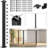 Muzata 42in Modular Cable Railing Corner Post Surface Mount T-drilled RW44 | One-Post Corner, Matches with Muzata Modular Level Kit (No Handrail), Tensioners &amp; Terminals Included, Black Cable Railing