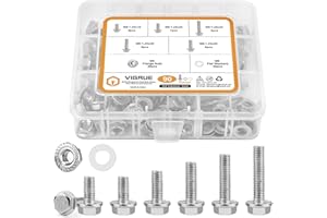 VIGRUE M8-1.25 x 16/20/25/30/35mm Flanged Hex Head Bolts, VIGURE 90PCS M8 Flange Hexagon Screws Serrated Flange Nuts Washers, Stainless Steel 18-8 (304), DIN 6921