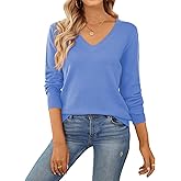 QUALFORT Women's Sweater 100% Cotton Long Sleeve Pullover Sweater Soft Lightweight Knit Tops 2026
