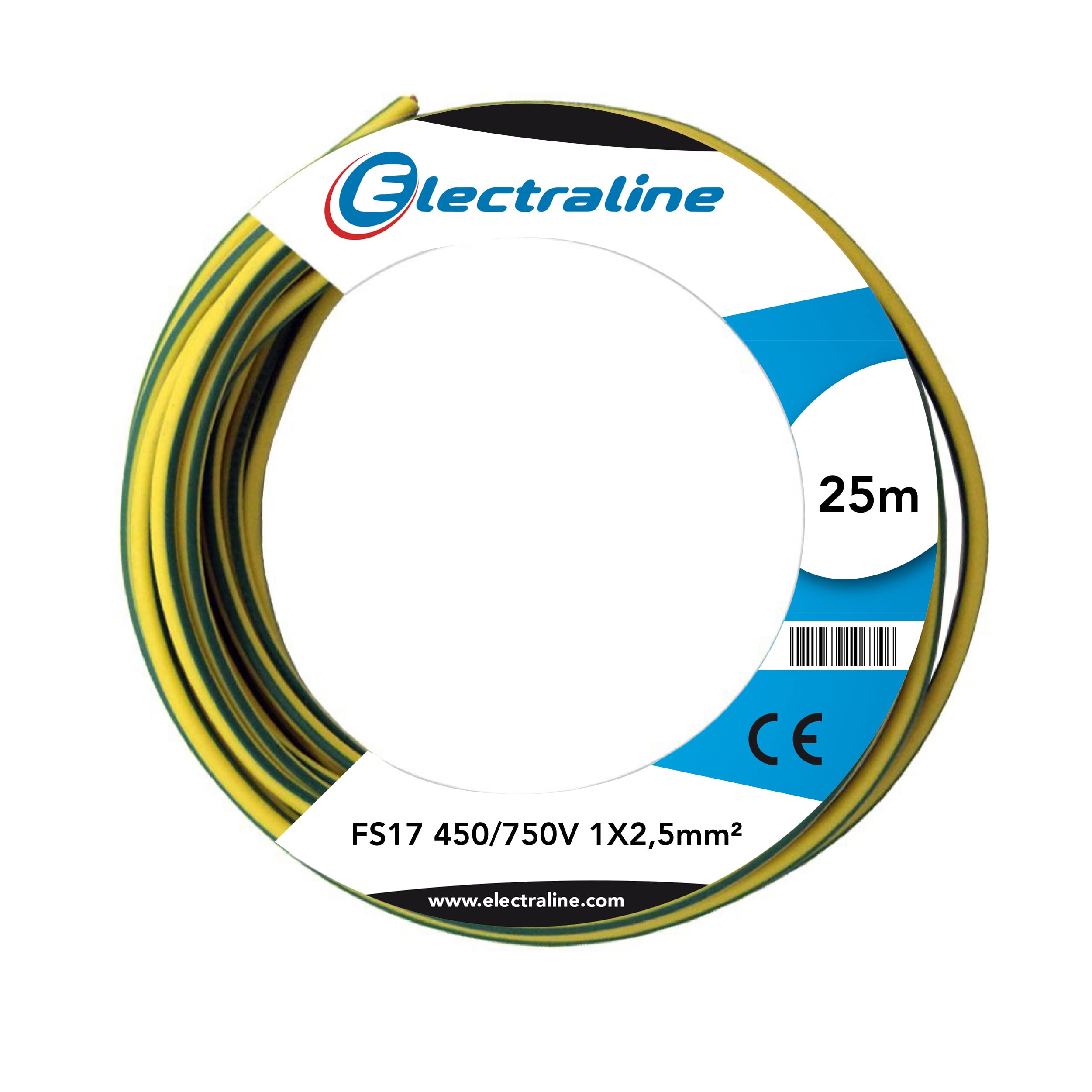 Electraline 13172 Unipolar Cable Section FS17, 1 x 2.5 mm², blue, 25 M