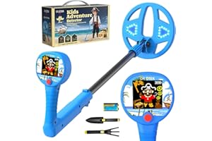 DR.ÖTEK Metal Detector for Kids - Innovative 2.4” Color LCD Display, 6.7” LED-Lit Coil, Adjustable & Lightweight Kids Metal Detector with Safe Rubber Grip, STEM Gifts for Boys & Girls Ages 3-12, Blue