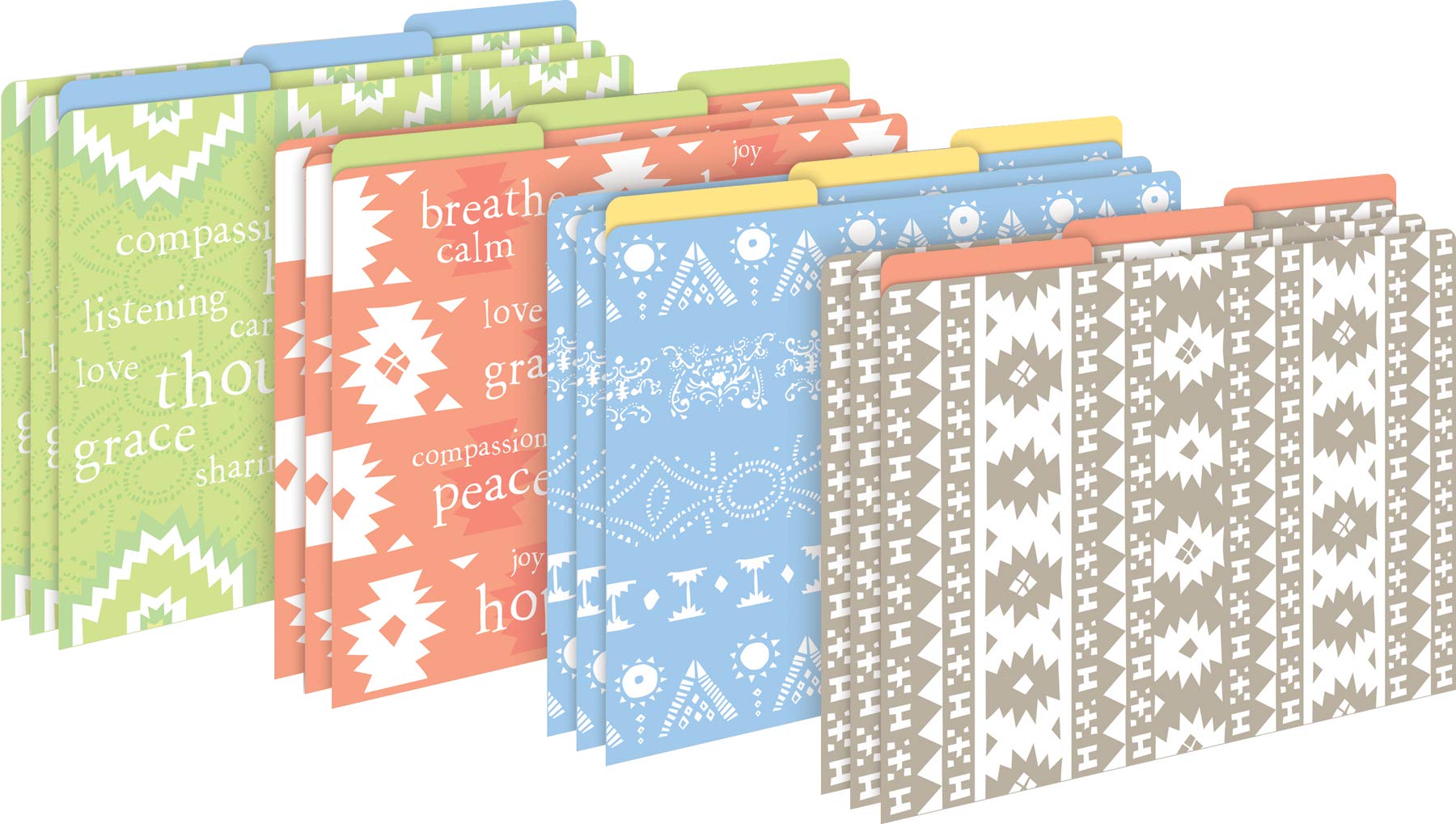 BARKER CREEK Thoughtfulness File Folders, Meditative Designs Inside & Out, Fully Reversible, Letter Size Folders, Package of 12 – 3 Each of 4 Designs, 1/3 Cut Tabs (1307)