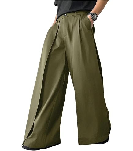 SHENHE Men's Wide Leg Pleated Zipper Fly Baggy Casual Business