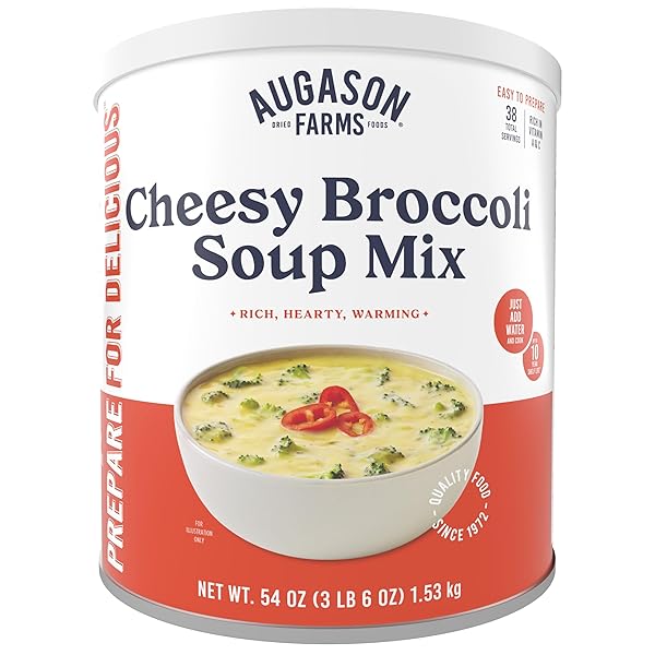 AUGASON FARMS CHEESY BROCCOLI SOUP MIX CAN, EMERGENCY...