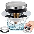 Vantency Universal Pop Up Bathtub Drain Stopper and Cover, Tip Toe Bath Drain Plug, Replaces Lift and Turn, Tip-Toe and Trip Lever Drains for Tub, Easy to Install and Clean, Solid Brass Metal