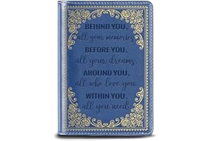 WHLBHG Encouragement Gift Inspirational Leather Journal Appreciate Gift Graduation Lined Journal Notebook Behind You, All Your Memories Notebook (Behind you-Dark Blue)