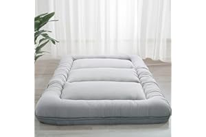 MAXYOYO 6" Extra Thick Japanese Floor Mattress Futon Mattress, Foldable Mattress Tatami Pad Floor Mattress for Adults Floor Bed Roll Up Mattress Guest Mattress, Grey, Queen
