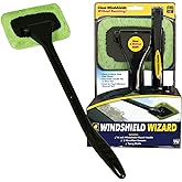Windshield Wizard Cleaning Tool, AS-SEEN-ON-TV, Cleans Windshields Without Reaching, Microfiber Window Cleaning Device w/Extra Bonnet & Spray Bottle, Long Detachable 16” Handle, Fits in Glovebox