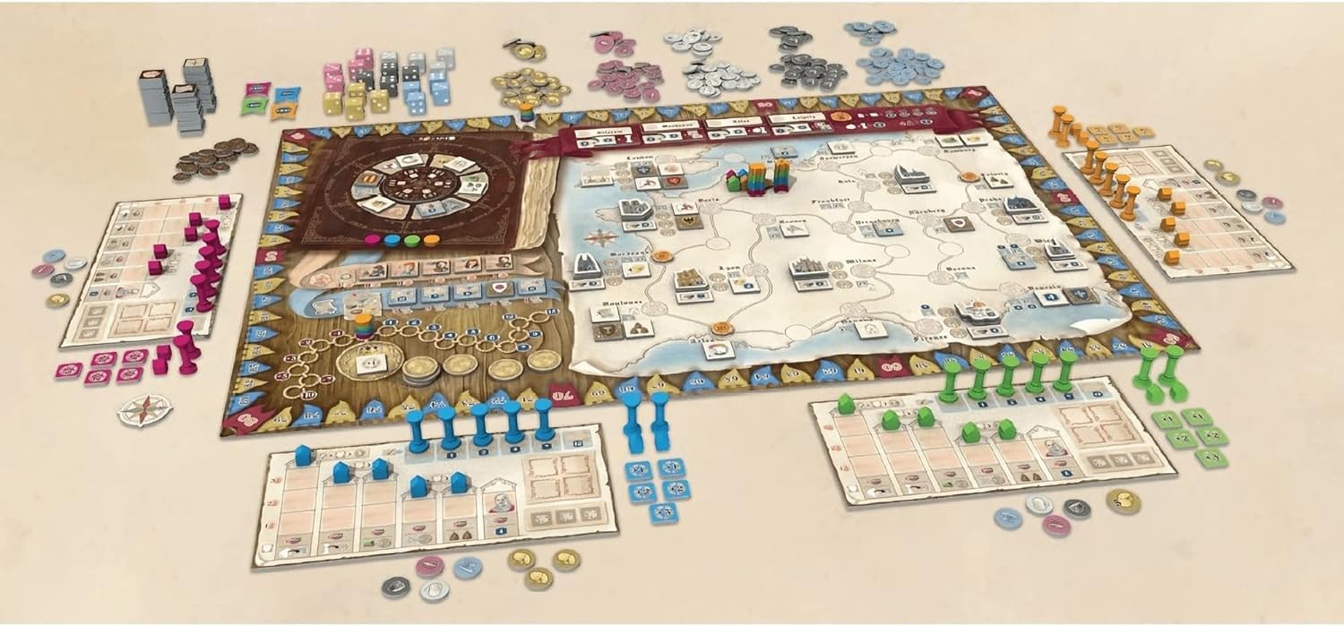 Board & Dice: Tiletum - A Deeply Thematic Dice-Management Eurogame, Play As Merchants in The Early Days of The Renaissance, Ages 14+, 1-4 Players, 60-100 Minute Playing Time