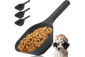 Aosnare 3PCS Dog Food Scoop, 1 Cup Plastic Pet Food Scoop with Measuring Lines 1/2 Cup and 1 Cup for Dogs, Cats, Birds and Rabbits (3 Black)